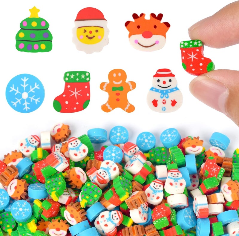 Wolpark 170 pcs Christmas Mini Erasers for Kids Bulk Tiny Cute Snowflake Christmas Tree Pencils Erasers Desk Pets for Xmas Classroom Rewards Winter Kids Prizes Party Favors Goodie Bag Stuffers - Image 1